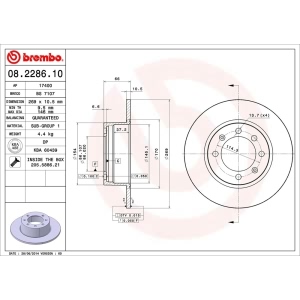 brembo OE Replacement Rear Brake Rotor for 1985 Saab 900 - 08.2286.10