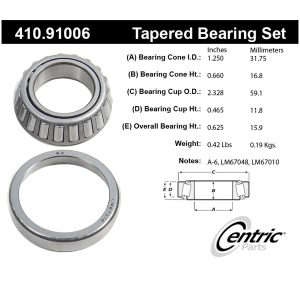 Centric Premium™ Front Driver Side Inner Wheel Bearing and Race Set for 1985 Chevrolet Camaro - 410.91006