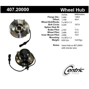Centric Premium™ Wheel Bearing And Hub Assembly for 2010 Jaguar XJ - 407.20000