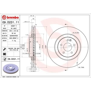 brembo UV Coated Series Front Brake Rotor for 2001 Mercedes-Benz SL500 - 09.D231.11