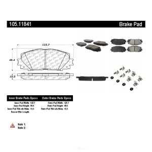 Centric Posi Quiet™ Ceramic Front Disc Brake Pads for 2013 Toyota Prius C - 105.11841