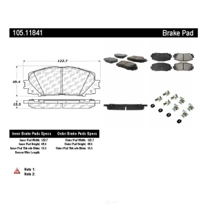 Centric Posi Quiet™ Ceramic Front Disc Brake Pads for 2019 Toyota Prius C - 105.11841