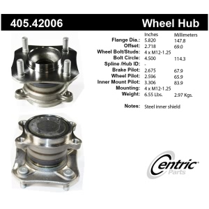 Centric Premium™ Hub And Bearing Assembly for 2010 Nissan Sentra - 405.42006