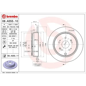 brembo UV Coated Series Rear Brake Rotor for 2009 Honda CR-V - 08.A355.11