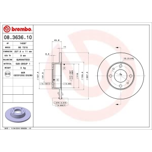 brembo OE Replacement Front Brake Rotor for Yugo GVL - 08.3636.10