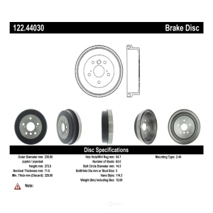 Centric Premium Rear Brake Drum for Toyota - 122.44030