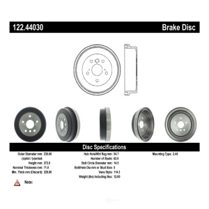 Centric Premium Rear Brake Drum for 2000 Toyota Solara - 122.44030