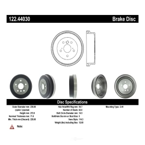 Centric Premium Rear Brake Drum for 1992 Toyota Camry - 122.44030