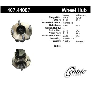 Centric Premium™ Wheel Bearing And Hub Assembly for 2004 Toyota MR2 Spyder - 407.44007