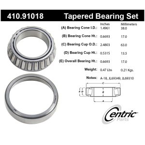 Centric Premium™ Rear Driver Side Outer Wheel Bearing and Race Set for Lincoln Blackwood - 410.91018
