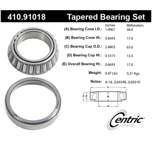 Centric Premium™ Rear Driver Side Outer Wheel Bearing and Race Set for 1996 Dodge B1500 - 410.91018