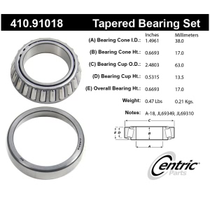 Centric Premium™ Rear Driver Side Outer Wheel Bearing and Race Set for 1987 Dodge Ramcharger - 410.91018