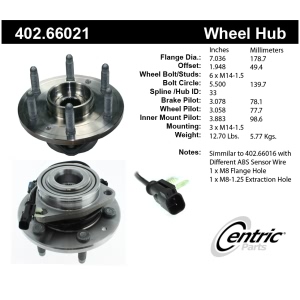 Centric Premium™ Front Passenger Side Driven Wheel Bearing and Hub Assembly for 2018 Chevrolet Tahoe - 402.66021