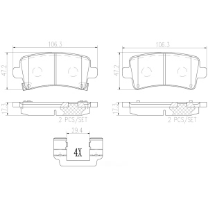 brembo Premium Ceramic Rear Disc Brake Pads for 2015 Cadillac XTS - P59060N