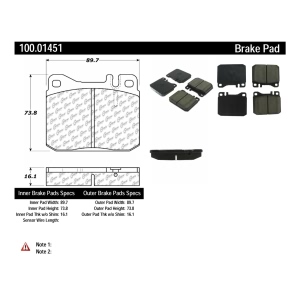 Centric Original Equipment Formula Brake Pads for 1990 Mercedes-Benz 560SEC - 100.01451