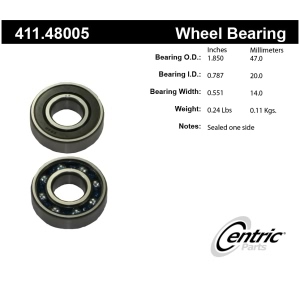 Centric Premium™ Axle Shaft Bearing Assembly Single Row for 2001 Chevrolet Metro - 411.48005