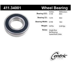 Centric Premium™ Axle Shaft Bearing Assembly Single Row for BMW 633CSi - 411.34001