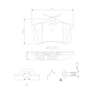 brembo Premium Ceramic Rear Disc Brake Pads for Volkswagen Cabrio - P85020N