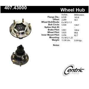 Centric Premium™ Wheel Bearing And Hub Assembly for 2002 Honda Passport - 407.43000