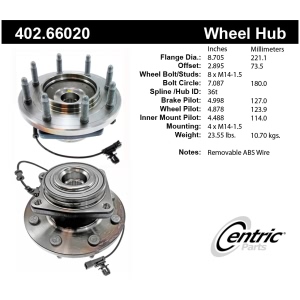 Centric Premium™ Wheel Bearing And Hub Assembly for 2014 Chevrolet Silverado 3500 HD - 402.66020