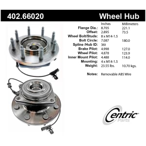 Centric Premium™ Wheel Bearing And Hub Assembly for 2017 GMC Sierra 3500 HD - 402.66020