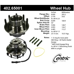 Centric Premium™ Front Passenger Side Driven Wheel Bearing and Hub Assembly for 2001 Ford F-350 Super Duty - 402.65001