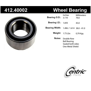Centric Premium™ Front Passenger Side Double Row Wheel Bearing for 1994 Honda Civic - 412.40002