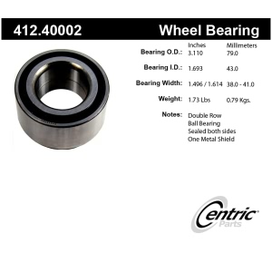 Centric Premium™ Front Passenger Side Double Row Wheel Bearing for 2003 Honda Civic - 412.40002