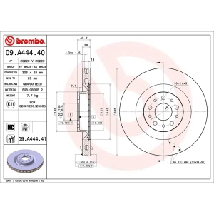 brembo UV Coated Series Front Brake Rotor for 2017 Fiat 500L - 09.A444.41