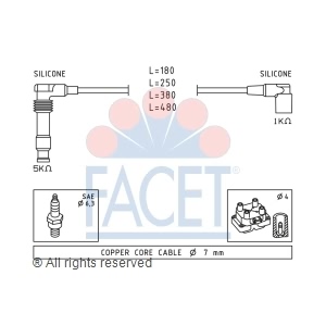 facet Spark Plug Wire Set for 2000 Daewoo Leganza - 4.9677