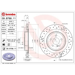 brembo UV Coated Series Drilled and Slotted Vented Rear Brake Rotor for Mercedes-Benz CLA45 AMG - 09.B788.11