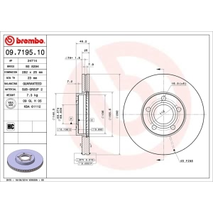 brembo OE Replacement Vented Front Brake Rotor for 1999 Volkswagen Passat - 09.7195.10