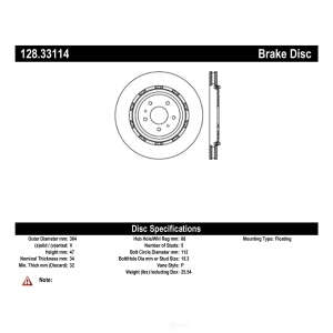 Centric Premium™ OE Style Drilled Brake Rotor for Audi RS4 - 128.33114