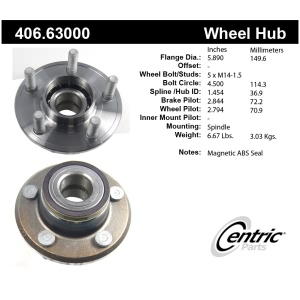 Centric Premium™ Front Passenger Side Non-Driven Wheel Bearing and Hub Assembly for 2013 Chrysler 300 - 406.63000