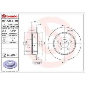 brembo UV Coated Series Rear Brake Rotor for 2000 Dodge Caravan - 08.A351.11