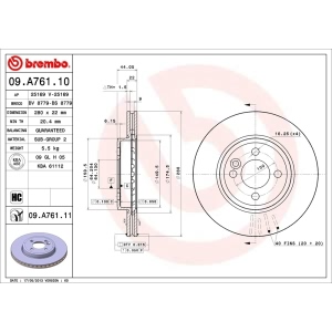 brembo UV Coated Series Vented Front Brake Rotor for 2007 Mini Cooper - 09.A761.11