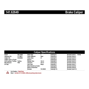 Centric Semi-Loaded Brake Caliper for Chevrolet Malibu Limited - 141.62649