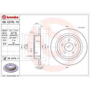 brembo UV Coated Series Solid Rear Brake Rotor for Ford Explorer Sport - 08.C276.11