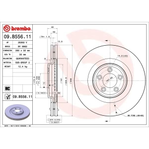 brembo UV Coated Series Vented Front Brake Rotor for Jaguar F-Type - 09.B556.11