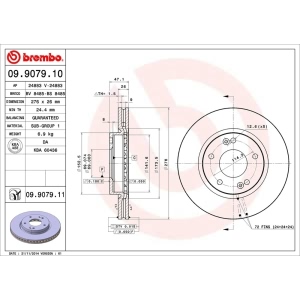 brembo UV Coated Series Vented Front Brake Rotor for 2001 Hyundai Santa Fe - 09.9079.11