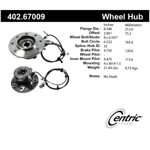 Centric Premium™ Front Passenger Side Driven Wheel Bearing and Hub Assembly for Dodge Ram 2500 - 402.67009