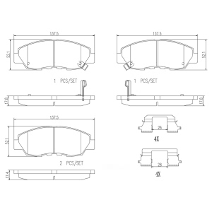 brembo Premium Ceramic Front Disc Brake Pads for 2010 Honda Insight - P28052N