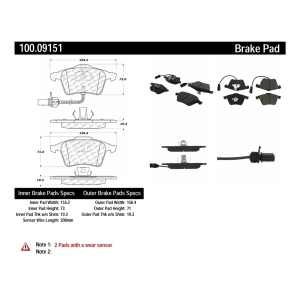 Centric Formula 100 Series™ OEM Brake Pads for 2007 Audi S4 - 100.09151
