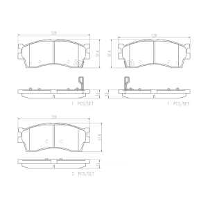 brembo Premium Ceramic Front Disc Brake Pads for 2001 Kia Sephia - P30016N