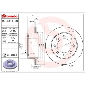 brembo UV Coated Series Vented Rear Brake Rotor for 2013 GMC Yukon XL 2500 - 09.8811.81