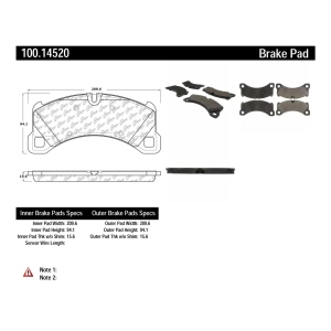 Centric Formula 100 Series™ OEM Brake Pads for 2015 Porsche Macan - 100.14520