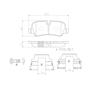 brembo Premium Ceramic Rear Disc Brake Pads for 2011 Land Rover LR4 - P44019N