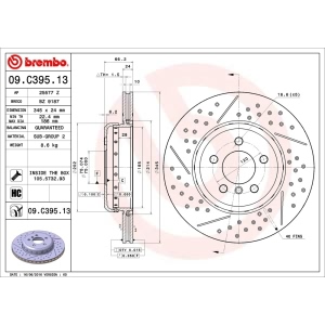 brembo OE Replacement Drilled and Slotted Vented Rear Brake Rotor for 2013 BMW ActiveHybrid 3 - 09.C395.13