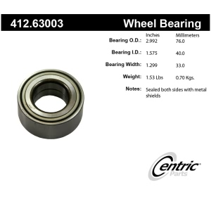 Centric Premium™ Front Driver Side Double Row Wheel Bearing for Plymouth Neon - 412.63003