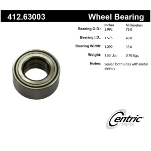 Centric Premium™ Front Driver Side Double Row Wheel Bearing for Dodge Neon - 412.63003